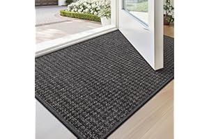 LUMI Indoor Door Mat, 17"x30" Low Profile Inside Doormat, Non Slip Stain-Resistant Entryway Mats for Patio, Porch, Dark Gray
