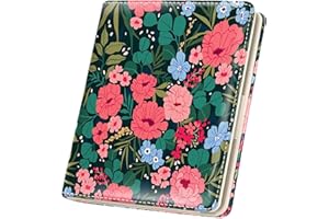 Oppsviust Womens Wallet, RFID Small Card Wallets for Women, Slim Thin Bifold Leather Credit Card Holder Wallet, Cute Compact Wallet Ladies Mini Purse with Zipper Coin Pocket & ID Window(Camellia)