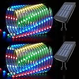 IJG 2 Pack Solar Rope Lights Outdoor Lights, 8