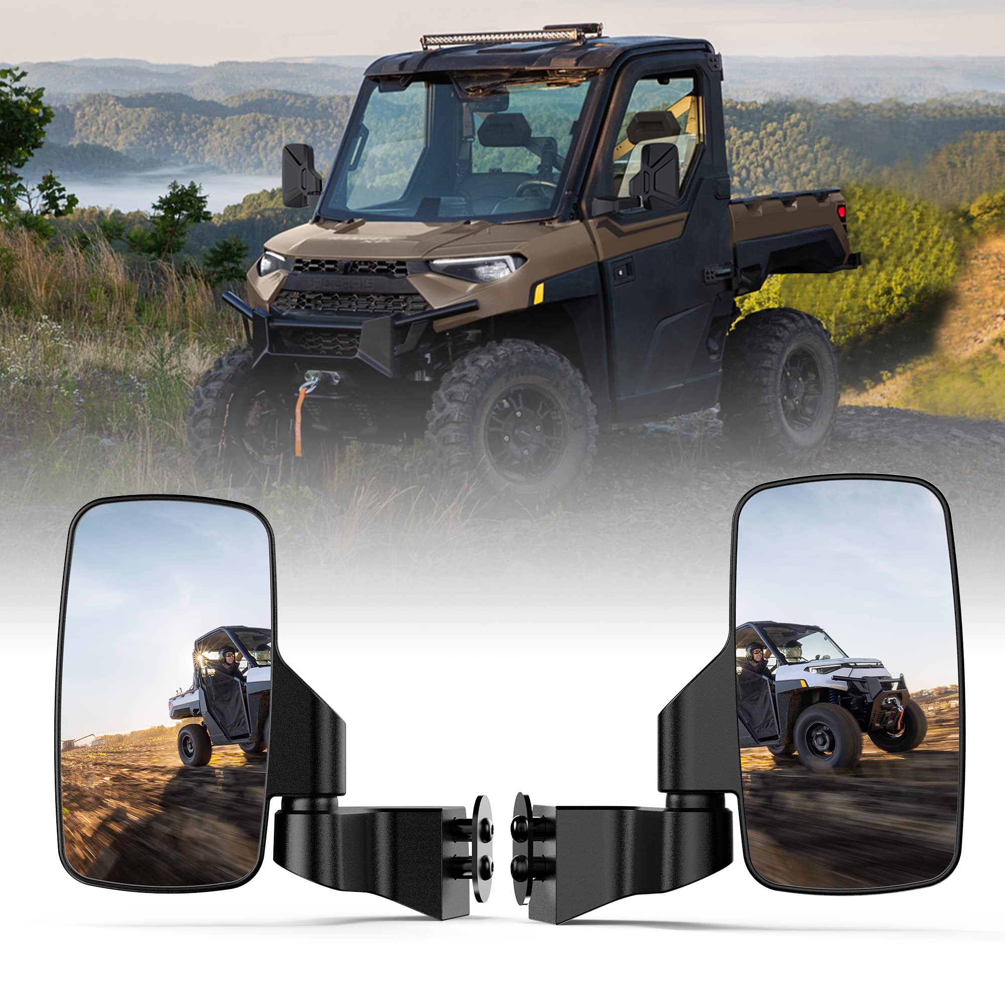 Photo 1 of (used)(missing pieces) Ranger Side Mirrors Door Mounted, Esploratori UTV Side Mirrors for Full-Door Polaris Ranger