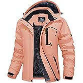 MAGCOMSEN Womens Ski Jacket Waterproof Insulated Snow Jacket Warm Windproof Winter Coats with Hood Fleece Lined Jacket