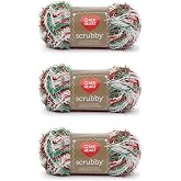 Red Heart Scrubby Yarn for Dishcloths and Scrubbers, Jolly, 3-Pack | #4 Medium Worsted Weight, 100% Polyester Textured Yarn for Knit or Crochet Kitchen and Bath Projects, 78 yards, 85g/3oz