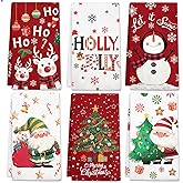 HEIFAM Christmas Kitchen Towels Red 6 PCS, Christmas Hand Towel for Bathroom, Christmas Tea Towels, Holiday Kitchen Towel, Snowman Dish Towels, Santa Claus Dishcloths, Housewarming Gift, 17 X 26in