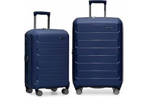 Traveler's Choice Pagosa Indestructible Hardshell Expandable Spinner Luggage, Navy, 2-Piece Set (22/26)