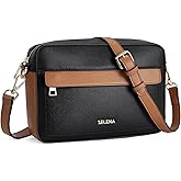 Telena Crossbody bags for Women Trendy Quilted Crossbody Bag Faux Leather Purse with Wide Strap