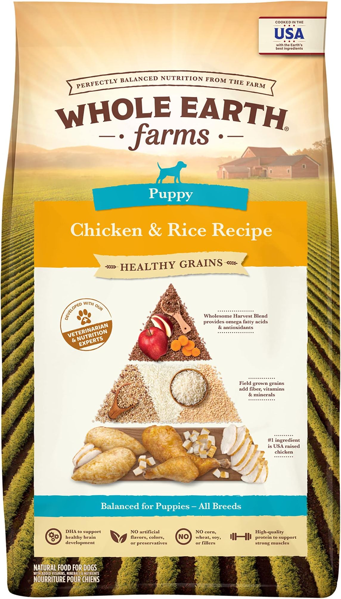 Whole Earth Farms Healthy Grains Dry Puppy Food, Chicken and Rice Recipe - 25 lb Bag