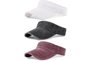 QLAUCA 3 Pack Sun Visors for Women Men Cooling Lightweight Sports Sun Hats Adjustable Twill Cotton Run Visor