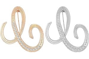 HAFILO 2 pack initial letter brooch pin for women girl 26 letters A-Z fashion brooches collar pins Gold silver