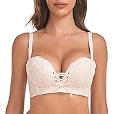 FallSweet Add Two Cup Lace Bras for Women Push Up Wirefree Brassieres