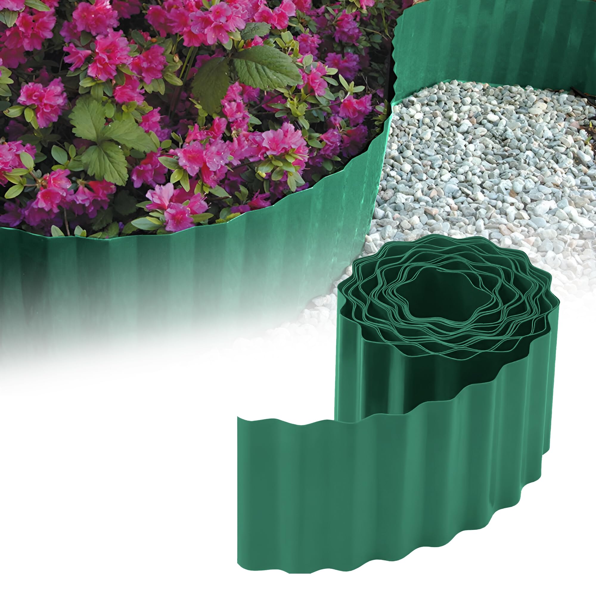 GARDENIX Wavy Bed Edging Flower Bed Edging Lawn Edging Plastic Bed Edging Length 9 m Height 25 cm Green