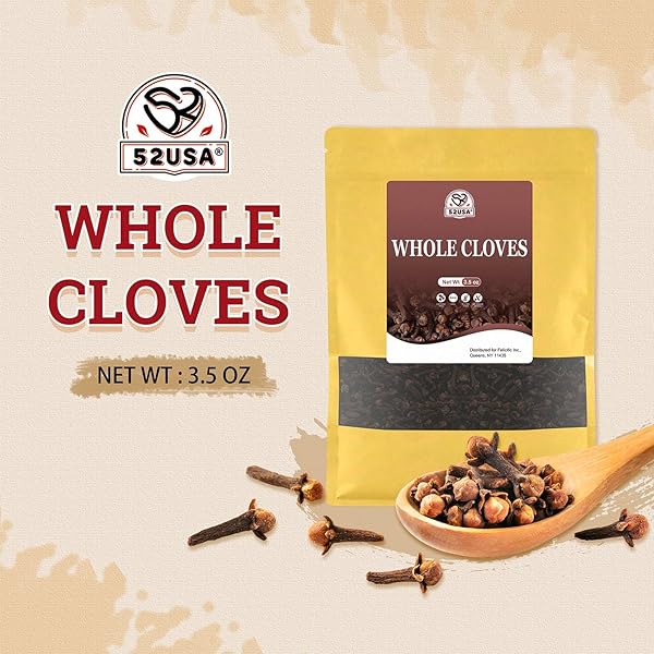 52USA CLOVES WHOLE 3.5 OZ (PACK OF 1), GREAT FOR FOOD, TEA, BAKING AND MEATS, ALL NATURAL | NON GMO | KOSHER | VEGAN | GLUTEN FREE