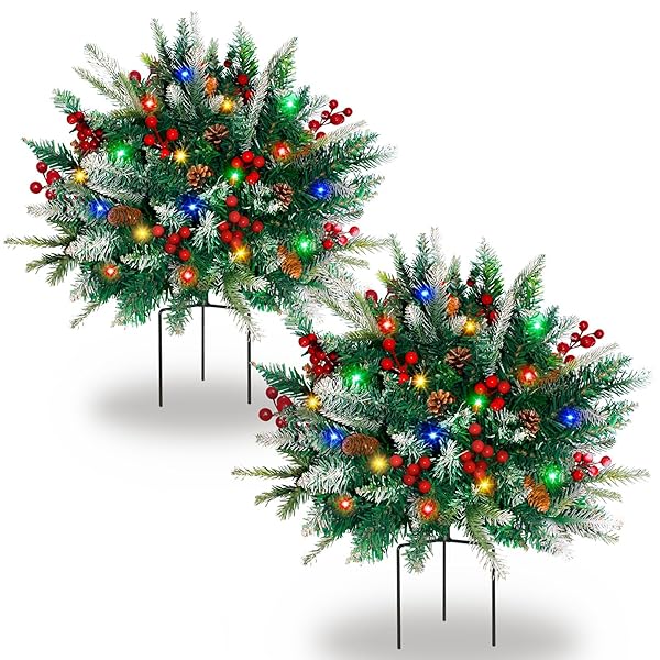 2 PACK LIGHTED ARTIFICIAL CHRISTMAS URN FILLER, BATTERY...