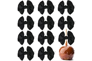 AIMUDI Black Satin Ribbon Twist Tie Bows for Treat Bags - 3.5" Black Bows for Crafts, Gift Wrapping & Wedding Favors - 24 Counts