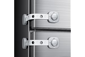 WILNIRY 2 Pack Cabinet Locks/Refrigerator Locks Baby Proofing - Child Proof Locks for Drawer, Refrigerator, Fridge, Toilet Seat-No Screws or Tools Required (2 Pack-Grey Locks)