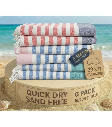 Amazon.com: LANE LINEN Beach Towels 6 Pack, Ouick Dry Soft
