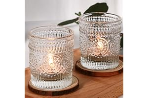 TRIRITE 24 Pcs Votive Candle Holders - Clear Glass Tealight Candle Holder, Warmth Candle Holder for Table Centerpiece, Wedding Party Decor, Valentine's Day Home Decor（Clear，24pcs）