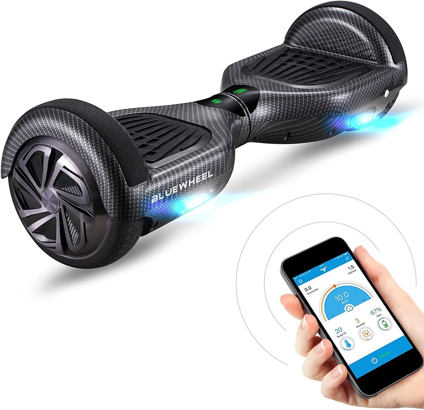 Bluewheel Hoverboard HX310s - Self Balancing Scooter 6.5" with UL2272 safety standard -Kids safety mode with App -Bluetooth speaker -700W engine - LED Colourful Light- Adult Segway