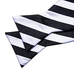 YOHOWA Mens Self Tie Bow Ties Black White Striped