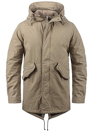 JACK & JONES Originals Jabari Herren Jacke Parka Mantel Lange warme Übergangsjacke gefüttert mit Teddy-Futter und Kapuze