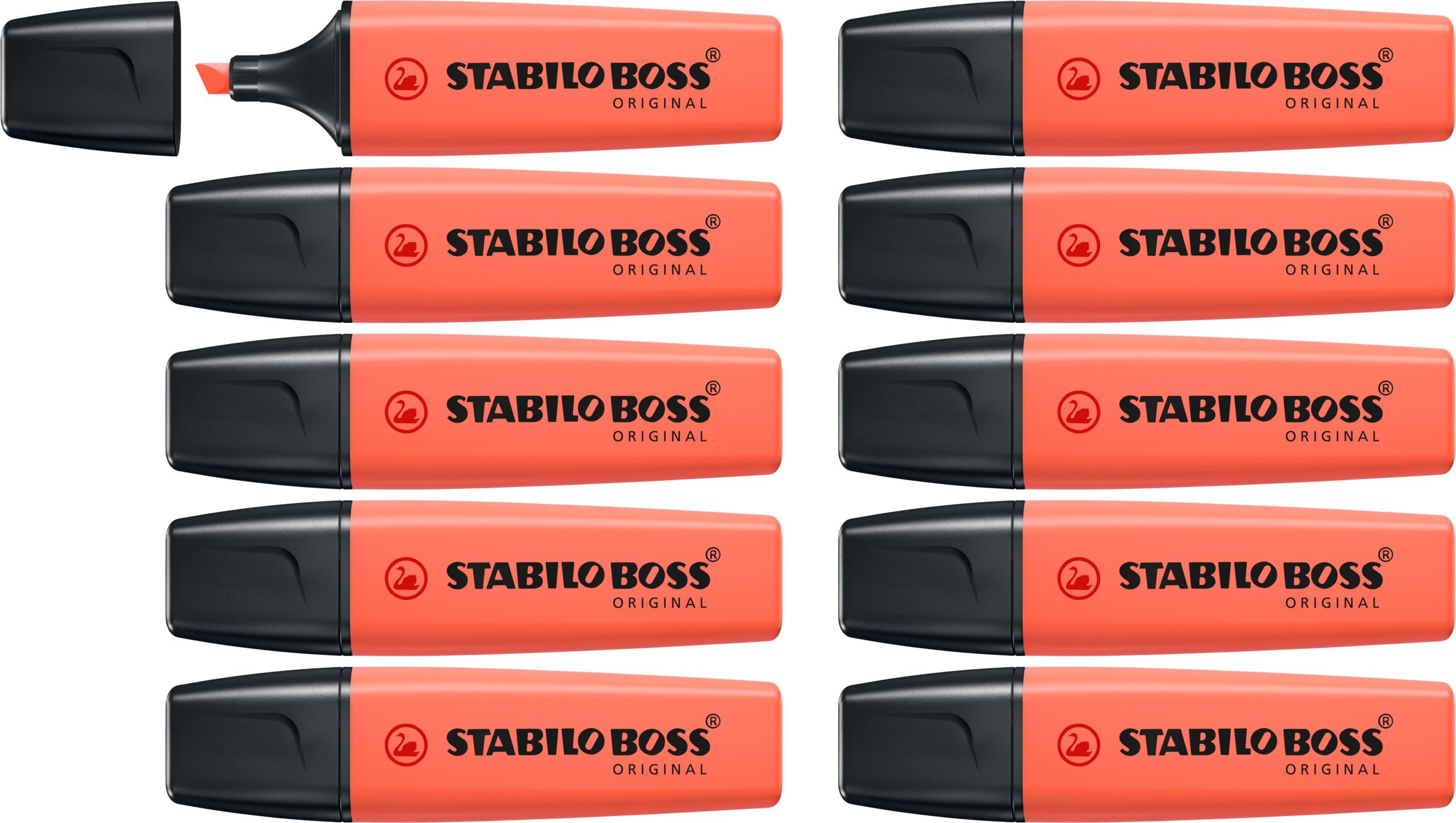 STABILO BOSS ORIGINAL Pastel - Highlighter - Pack of 10 - Mellow Coral Red