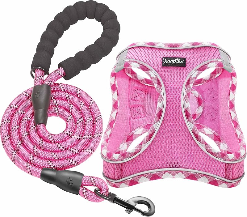 haapaw Dog Harness and Lead Set No Pull Adjustable Reflective Step-in Vest
