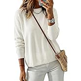 Arach&Cloz Women's 100% Cotton Sweaters Spring Summer Casual Relaxed Fit Cozy Sweatshirt Tops 2026