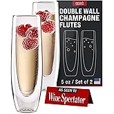Eparé Double Wall Stemless Champagne Flutes Glass - Set of 2 Lightweight Mimosa and Prosecco Glasses for Bridal Shower, Bridesmaid Gift - Modern Stemless Champagne Glasses