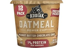 Kodiak Cakes Instant Oatmeal Cups, Peanut Butter Chocolate Chip, High Protein, 100% Whole Grains, (12 cups)