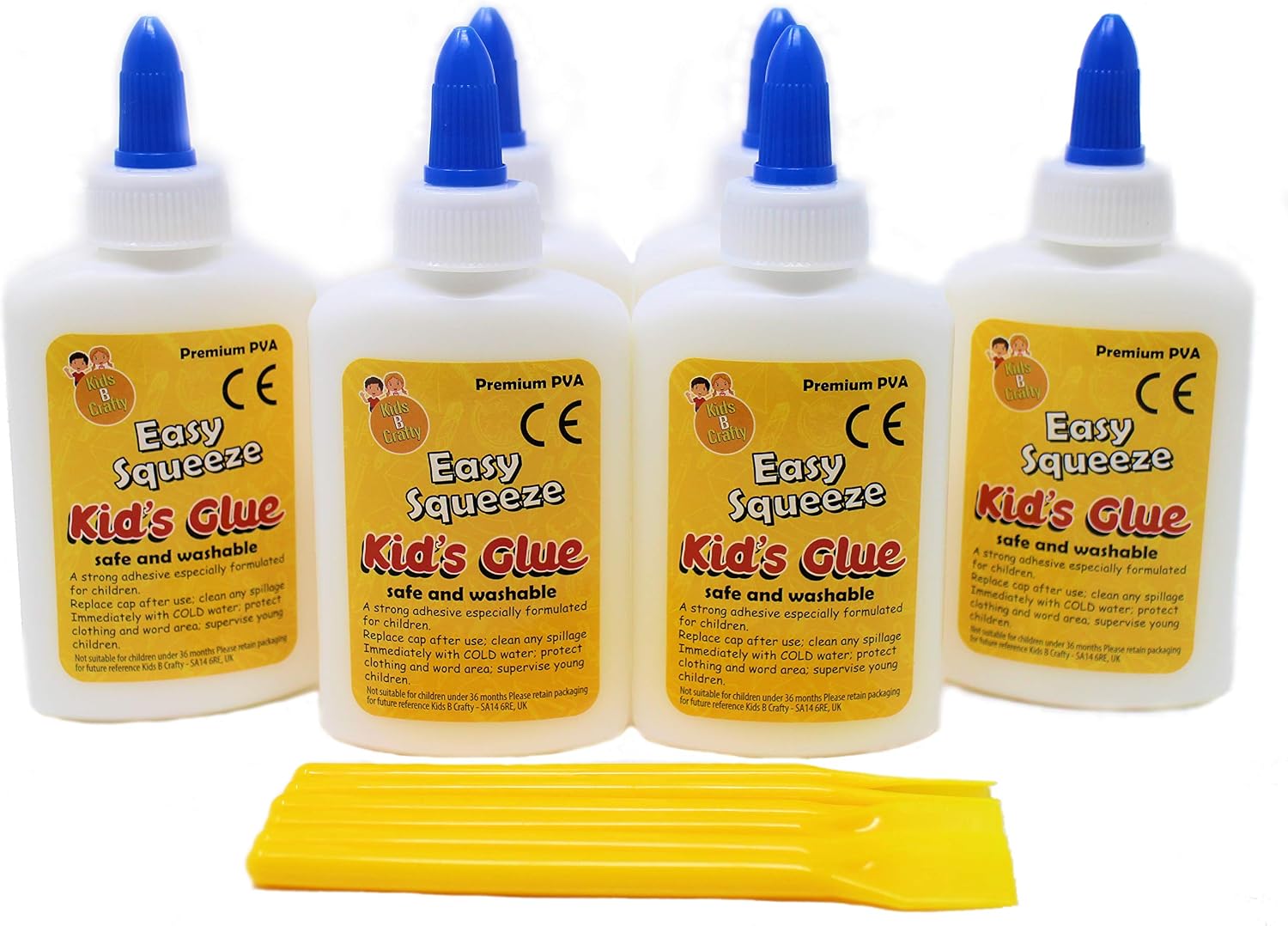 PVA Glue for Crafting and Slime, Craft Glue for Kids Washable White School Adhesive with 12 Spreaders, 12 x 50ml Bottles