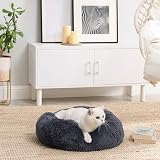 Feandrea Donut Dog Bed Cat Bed Fluffy 50 cm Dark Grey view 2