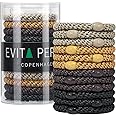 EVITA PERONI Hair Ties 12 Pcs Set, High Elastic Ponytail Holders, Hair Ties No Damage for Thick Curly Hair Women Men, Mothers Day Gifts (Black, Brown, Orange, Apricot)