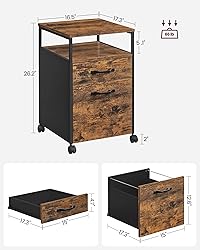 VASAGLE File Cabinet, Mobile Filing Cabinet with