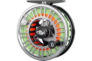SF SF-003 Pro Fly Fishing Reel Pre-Loaded with Fly Line Kit for Freshwater,Mid Arbor Design,Smooth Drag System,Lightweight Al