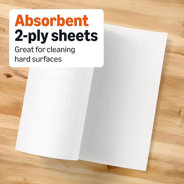 AMAZON BASICS 2-PLY FLEX-SHEETS PAPER TOWELS, 2 BASICS ROLLS = 6 REGULAR ROLLS, EVERYDAY VALUE WITH 150 SHEETS PER ROLL, PACKAGING MAY VARY
