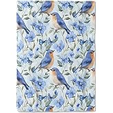 coedoaes Blue Bird and Flower Fleece Blanket - 50x60in Cute Bluebirds Floral Nature Throw Blankets,Soft Cozy Lightweight, Ideal for Living Room Home Rustic Decor and Kids Women Girls Spring Gifts