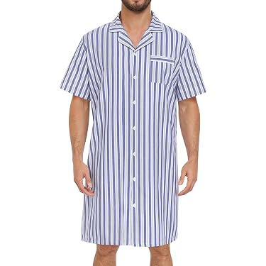 men night dress cotton Lars Amadeus Men's Cotton V-Neck Side Split Long Night Gown with Pocket Green Small