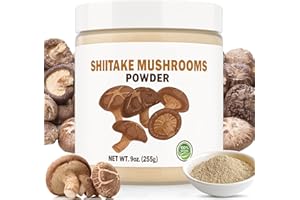 SEAYOFA 9oz Shiitake Mushroom Powder, Umami Seasoning - Made of natural dried shiitake mushrooms for Risotto, Soups, Meat rubs and Mushroom Coffee, Airtight Freshness Jar