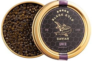 BLACK GOLD CAVIAR Amur Black Caviar 1.06 Oz / 30 g - Sturgeon Сaviar with Balanсed Flavor - Gourmet Fish Roe, Сaviar Food