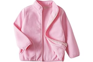 EIGIOO Toddler Fleece Jacket Kids Lightweight Outerwear Boys Girls Long Sleeve Fall Spring Coat 2-12 Years