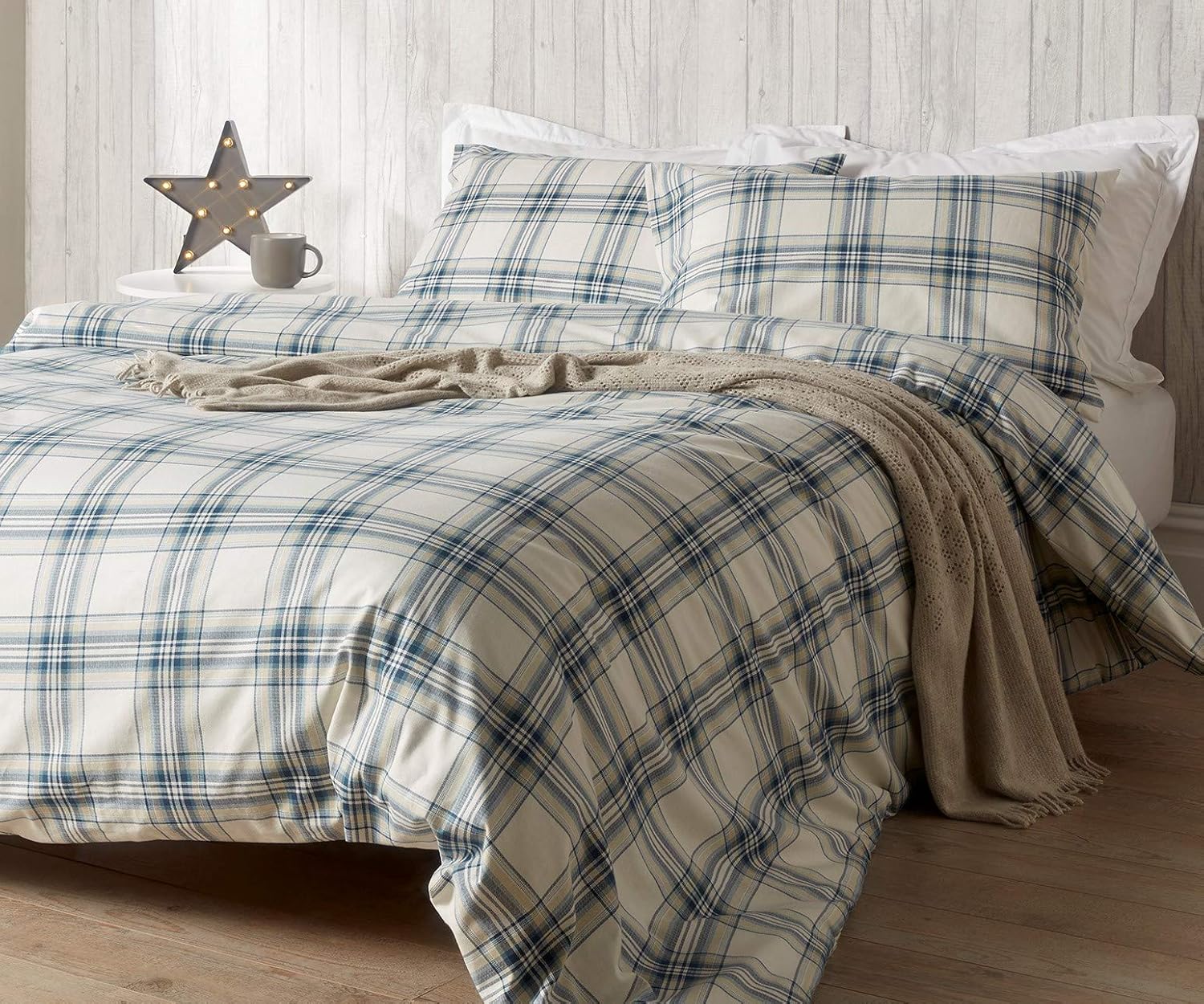 Christy Bedding Lace Throw Linen Matches Thurloe Check Denim