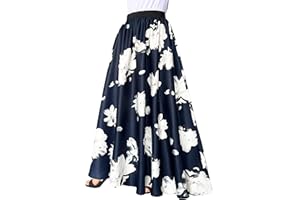 Afibi Women Chiffon Mopping Floor Length Big Hem Solid Beach High Waist Maxi Skirt
