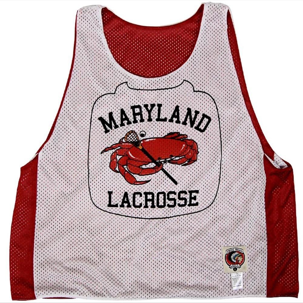 Maryland Crab Lacrosse Pinnie, White & Red, XXLarge