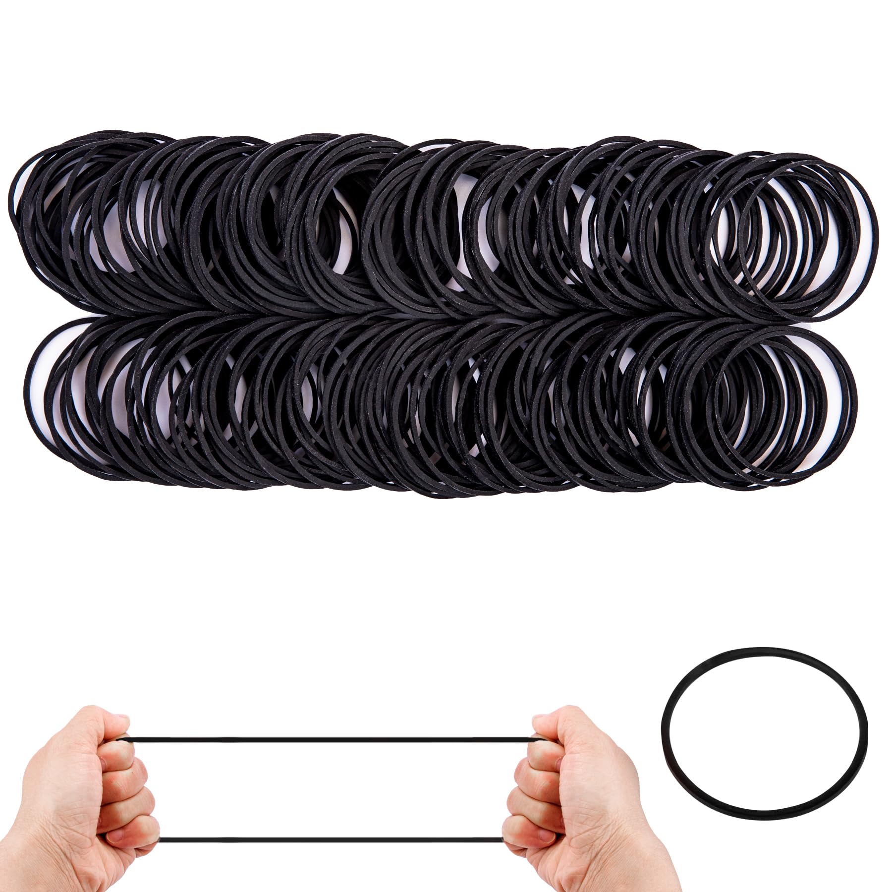 Rubber Bands 38mmRubber Elastic Bands 400Pcs Black Thick Natural Rubber Bands Heavy Duty Strong Elastic Bands for Tie Dye, Hair Home, Pens, Crab,Catapults, Bills, Bank Paper, Office Supplies