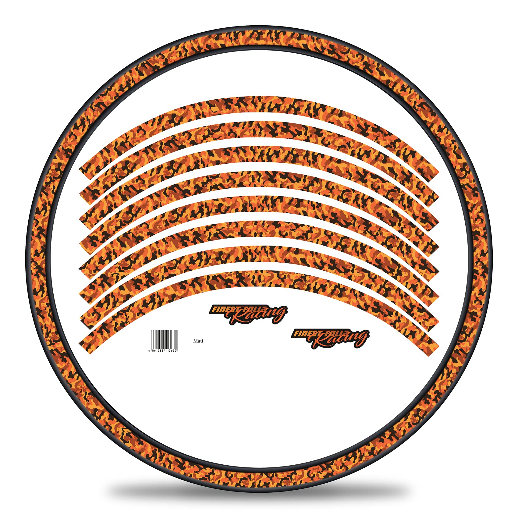 Finest Folia Set of 16 Wheel Rim Stickers for Bicycle Rims in Camouflage Design Complete Set for 27 Inch / 29 Inch for Ebike Road Bike Mountain Bike MTB Balance Bike (Orange, Matte)