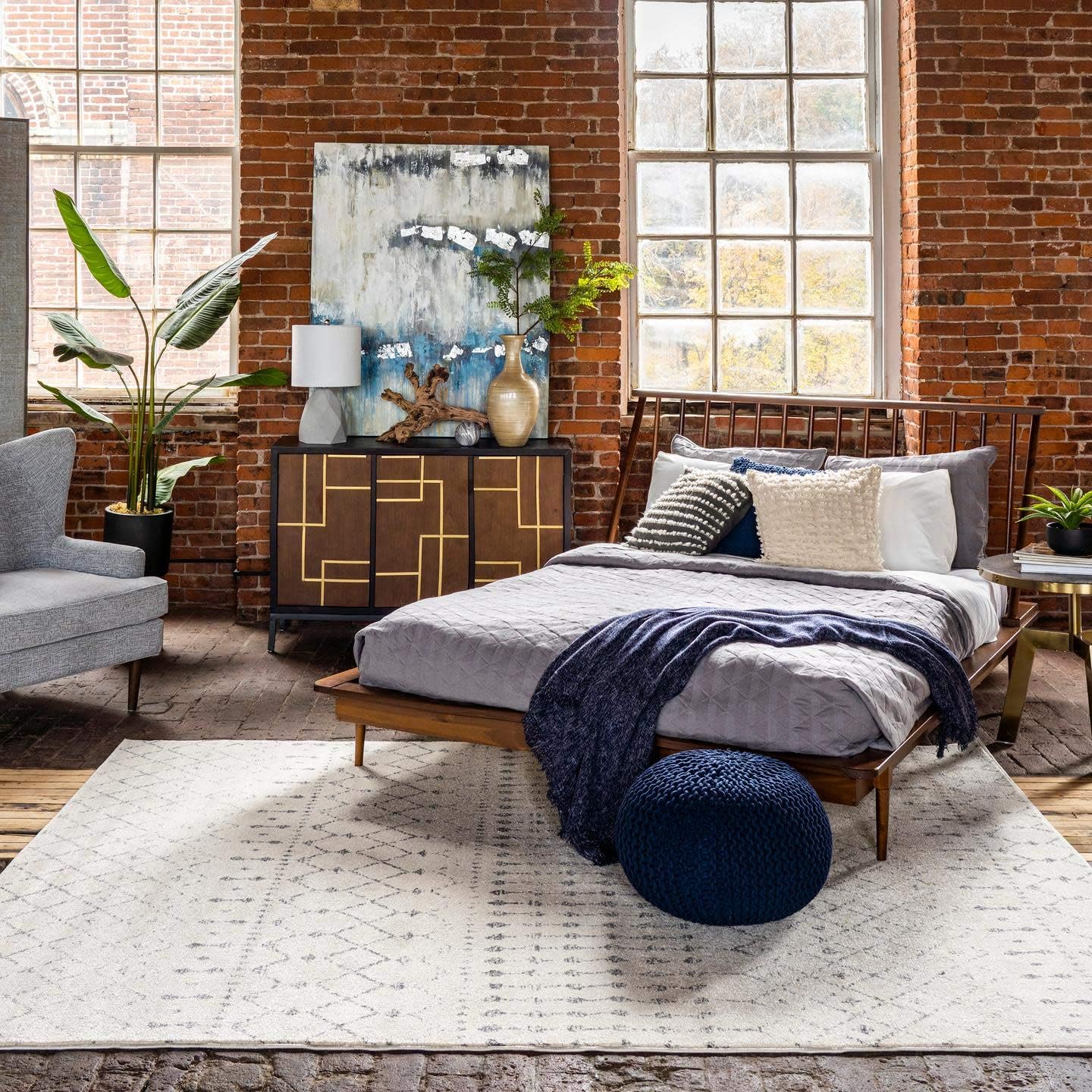 nuLOOM Moroccan Blythe Area Rug, 5' x 7' 5", Grey/Off-white: Furniture & Decor