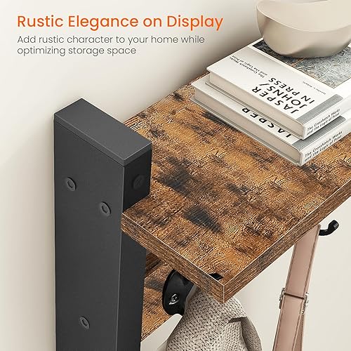 Homode Wall Hooks with Shelf, Wood Coat Rack with Shelf Wall-Mounted, Entry : Homode Coat Rack with Shelf, Wall Shelf with Hooks, 26