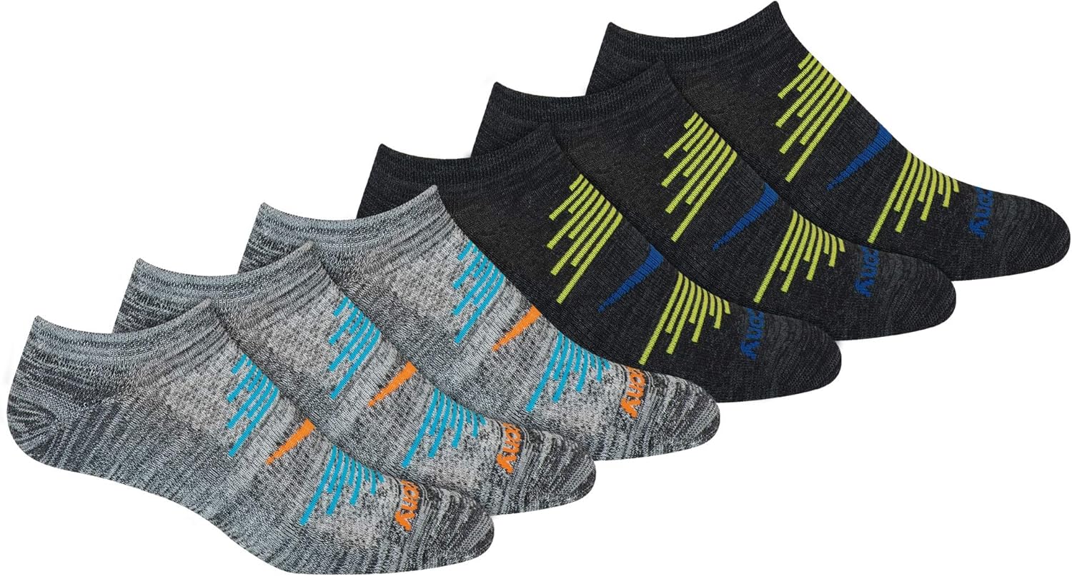 Saucony mens Multi-pack Firework Ventilating Performance Comfort No-show Socks: Clothing