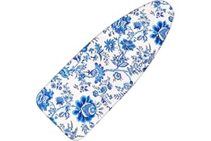 Memeaty Ironing Board Cover and Pad 18x49 Inch Ironing Board Cover with 6mm Thick Padding Scorch and Stain Resistant Cotton Ironing Covers with Elastic Edge and Hook and Loop Fasteners