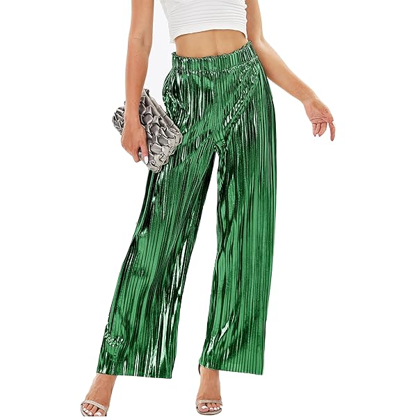 Flare Sequin Pants Heipeiwa Women's Glitter Joggers Metallic