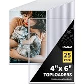 HYARUAT 4x6 Toploaders 25 Pack, 39 PT Hard Plastic Photo Sleeves | 12 Mil Rigid PVC Sheet Protectors for 4x6 Photos Cards, Kpop Cards, Postcards, Prints, Recipe &amp; Trading Cards, Blue Tint
